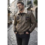VİAMOD LEATHER Erkek Vintage Pilot Model %100 Saf Deri Kürk Yakalı Mont – Üretici Garantili 1025