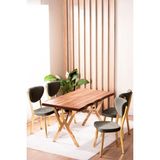 Vianem Kütük Desenli Mdf Gold Elma Mutfak Masa Takımı 4 Sandalyeli Salon Yemek Masa Takımı Açık Kahve - Açık Kahverengi