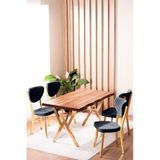 Vianem Kütük Desenli Mdf Gold Elma Mutfak Masa Takımı 4 Sandalyeli Salon Yemek Masa Takımı Antrasit