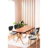 Vianem Kütük Desenli Mdf Gold Elma Mutfak Masa Takımı 4 Sandalyeli Salon Yemek Masa Takımı Gri