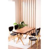 Vianem Kütük Desenli Mdf Gold Elma Mutfak Masa Takımı 4 Sandalyeli Salon Yemek Masa Takımı Kahve - Kahverengi