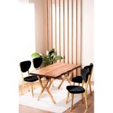 Vianem Kütük Desenli Mdf Gold Elma Mutfak Masa Takımı 4 Sandalyeli Salon Yemek Masa Takımı Siyah