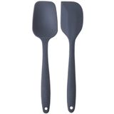 viarella 2li Gri Silikon Kaşık Ve Spatula Seti Isıya Dayanıklı Yanmaz Yapışmaz Çizmez 27cm