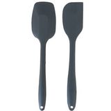 Viarella Silikon Kaşık Spatula Seti 2lı Büyük Boy Yanmaz Yapışmaz Çizmez Gri