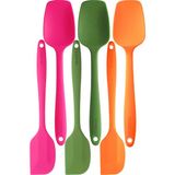 Viarella Silikon Kaşık Spatula Seti 6lı Yanmaz Yapışmaz Çizmez Fusya-Yeşil-Turuncu 27 cm