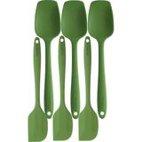Viarella Silikon Kaşık Spatula Seti Yanmaz Yapışmaz Çizmez Yeşil 6'lı - Yeşil Mat