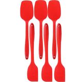 Viarella Yanmaz Yapışmaz Silikon Spatula Yassı Kaşık Seti 6lı Kırmızı