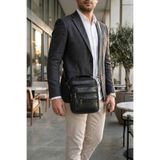 VIATOX NP-002 Erkek %100 Hakiki Deri Orta Boy El Ve Omuz Askılı Çanta Günlük Kullanım Için Çok Uygun SİYAH