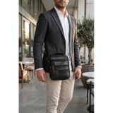 VIATOX NP-002 Erkek %100 Hakiki Deri Orta Boy El Ve Omuz Askılı Çanta Günlük Kullanım Için Çok Uygun SİYAH