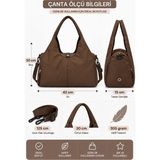Viatox VX-026 Kadın Ayakkabı Bölmeli Spor ve Seyahat Çantası Omuz Çantası Kahverengi - Standart