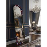 VİBE DESİGN Gold Çerçeveli 34 Gül ve Sarmaşık Detaylı Dekoratif Oval Boy Aynası 180x50– Vibe Design 4743877674836