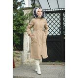 Vibeys Collection Bej Içi Kürklü ve Su Geçirmez Bayan Kışlık Mont & Kaban - 38