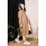 Vibeys Collection Bej Içi Kürklü ve Su Geçirmez Büyük Beden Battal Kadın Kışlık Mont & Kaban - 50
