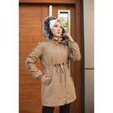 Vibeys Collection Bej Içi Kürklü ve Su Geçirmez Kadın Kışlık Mont & Kaban - 40