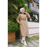 Vibeys Collection Bej Içi Kürklü ve Su Geçirmez Kadın Kışlık Mont & Kaban - 64