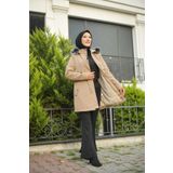 Vibeys Collection Bej Içi Kürklü Ve Su Geçirmez Kadın Kışlık Mont & Kaban