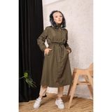 Vibeys Collection Haki Içi Kürklü ve Su Geçirmez Büyük Beden Battal Kadın Kışlık Mont & Kaban - 50
