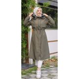 Vibeys Collection Haki Içi Kürklü Ve Su Geçirmez Büyük Beden Battal Kadın Kışlık Mont & Kaban