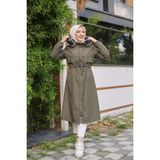 Vibeys Collection Haki Içi Kürklü ve Su Geçirmez Kadın Kışlık Mont & Kaban - 42