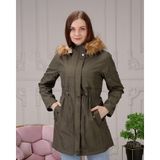 Vibeys Collection Haki Içi Kürkü ve Su Geçirmez Bayan Kışlık Mont&kaban - 40