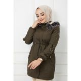 Vibeys Collection Haki Içi Kürkü ve Su Geçirmez Bayan Kışlık Mont&kaban - 42