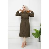 Vibeys Collection Haki Içi Kürkü ve Su Geçirmez Bayan Kışlık Mont&kaban - 46