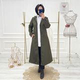 Vibeys Collection Haki Içi Leopar Desenli ve Kendinden Astarlı Su Geçirmez Kadın Trençkot - 38