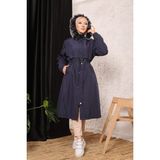 Vibeys Collection Lacivert Içi Kürklü ve Su Geçirmez Büyük Beden Battal Kadın Kışlık Mont & Kaban - 52
