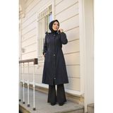 Vibeys Collection Lacivert Içi Kürklü ve Su Geçirmez Kadın Kışlık Mont & Kaban - 40