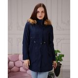 Vibeys Collection Lacivert Içi Kürkü ve Su Geçirmez Bayan Kışlık Mont&kaban - 42
