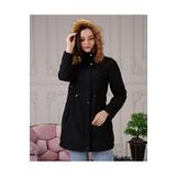 Vibeys Collection Siyah İçi Kürklü Ve Su Geçirmez Büyük Beden Battal Kadın Kışlık Mont & Kaban