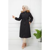 Vibeys Collection Siyah Içi Kürklü ve Su Geçirmez Kadın Kışlık Mont & Kaban - 62
