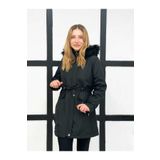 Vibeys Collection Siyah Içi Kürklü Ve Su Geçirmez Kadın Kışlık Mont & Kaban