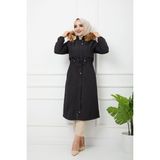 Vibeys Collection Siyah Içi Kürkü ve Su Geçirmez Bayan Kışlık Mont&kaban - 44