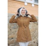 Vibeys Collection Taba Içi Kürklü ve Su Geçirmez Kadın Kışlık Mont & Kaban - 38