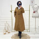 Vibeys Collection Taba Içi Leopar Desenli ve Kendinden Astarlı Su Geçirmez Kadın Trençkot - 44