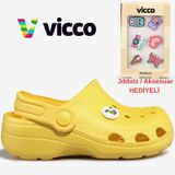 Vicco Didim Jıbbıtz Aksesuar Hediyeli Ortopedik Unisex Çocuk Terlik Sarı
