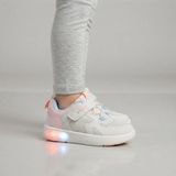 Vicco Işıklı Hafif Ortopedik Iç Taban Ayak Destekli Rahat/konforlu Fileli Çocuk Sneaker Spor Ayakkabı - Beyaz - Pembe