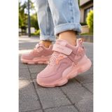 Vicco Kız Çocuk Pembe Spor Ayakkabı Cırt Cırtlı Kalın Taban Günlük Sneaker 26-35 Numara