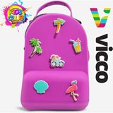 Vicco Pvc Mini Boy Çocuk Plaj Çantası Kreş Çantası Sırt Çantası Okul Çantası Unisex Çanta - Mor