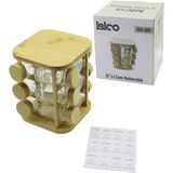 Vice Avm 12PCS KARE DÖNER STANDLI CAM - BAMBU KAPAK TUZLUK - BAHARATLIK BAMBU STAND GO-53-vice 01416