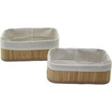 Vice Avm 2li Dikdörtgen Bambu Kenar Organizer Sepet Ahşap Altlık - Bezli 19X27X10CM - 15X24X8CM GO53/01182