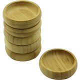 Vice Avm 6 Adet - Yuvarlak Ahşap Bambu Çerezlik - Lokumluk Kase Derinlik: 1.7cm - Çap: 8.8cm Go-53-Vice 01642