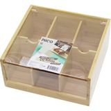 Vice Avm AHŞAP BAMBU 6 BÖLMELİ POŞET ÇAY KUTUSU MİKA PLASTİK KAPAK 21X20X10CM GO-53-vice 01515