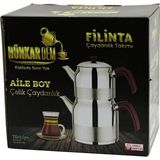 Vice Avm FİLİNTA AİLE BOY ÇELİK ÇAYDANLIK SETİ ÇİFT KAPAKLI RENKLİ BAKALİT KULP ÜST DEMLİK: 1.5LT - ALT SULUK: 3LT KENDİNDEN SÜZGEÇLİ GO-53-vice 01778