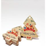 Vice Çam Ağacı Temalı Yeni Yıl Etiketi - Mutlu Yıllar - Kıraft Karton Yılbaşı Etiketi (5 x 7cm) 40 Adet - Kahve