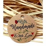 Vice Hand Made With Love Kart 100 Adet Kraft Etiket 3,8 cm - Kahve - KARTON