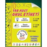 Vice Isim Baskılı Defter Kalem Okul Etiketi (198 Adet Panda Temalı) - Beyaz