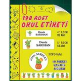Vice Isim Baskılı Defter Kalem Okul Etiketi ( 198 Adet Sevimli Kaktüs Temalı ) - --
