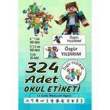 Vice isim Baskılı Defter Kalem Okul Etiketi (324 Adet Minecraft Temalı Etiket )